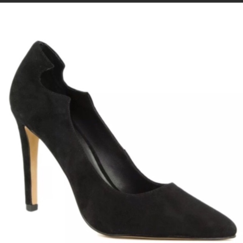 Rebecca Minkoff Black Suede Heels w/ Cutout Detail